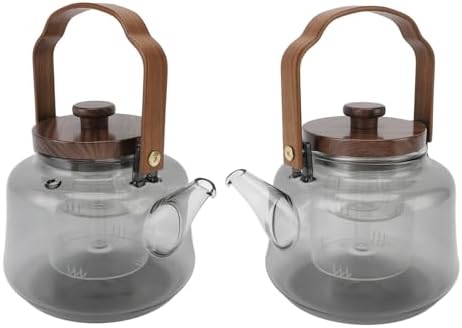 Jeffergarden 1000ml Glass Teapot with Removable Infuser, High Borosilicate Tea Kettle with Walnut Handle and 304 Stainless Steel Lid, for Electric Ceramic Stove Home Tea House Office - Image 4