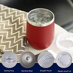 DOMICARE Stainless Steel Wine Tumbler Bulk with Lid, Personalized Insulated Tumblers Set, 12oz Travel Coffee Cups Pack of 4, Red - Image 3
