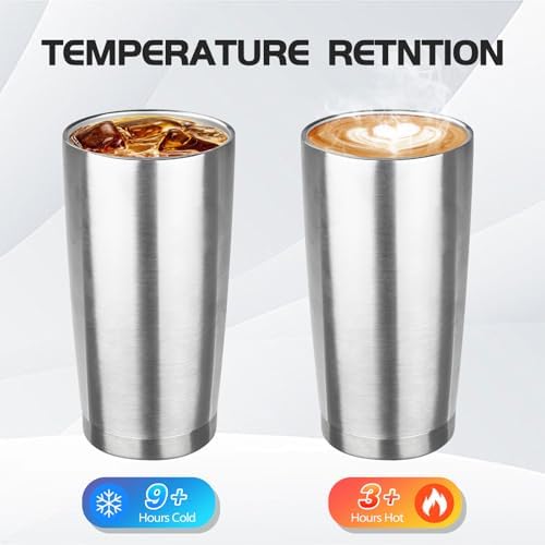 StarSpeed 6 Pack 20oz Stainless Steel Travel Coffee Tumbler,Silver - Image 3