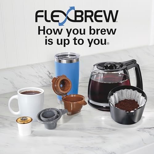 Hamilton Beach FlexBrew Trio 2-Way Coffee Maker, Compatible with K-Cup Pods or Grounds, Combo, Single Serve & Full 12c Pot, Black - Fast Brewing, Refurbished (R49934) - Image 7