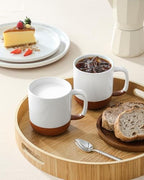MALACASA Ceramic 16oz Coffee Mugs Set of 6, Khaki White - Image 7