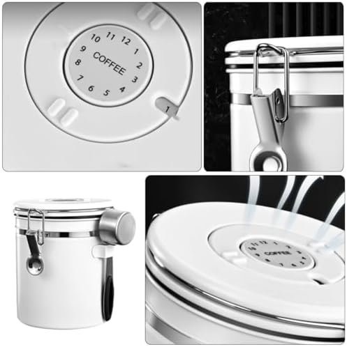Coffee Bean Sealed Canister with Spoon, Stainless Steel Storage Jar - Image 3