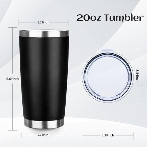 StarSpeed 8 Pack 20oz Stainless Steel Travel Coffee Tumbler,Black - Image 2