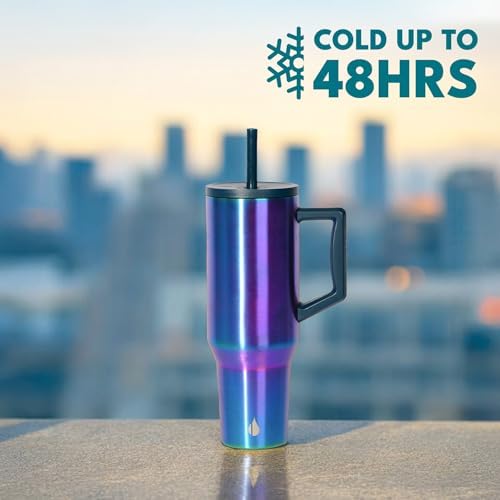 Elemental Spill Proof 40oz Insulated Tumbler with Handle & Straw Travel Mug - Image 4