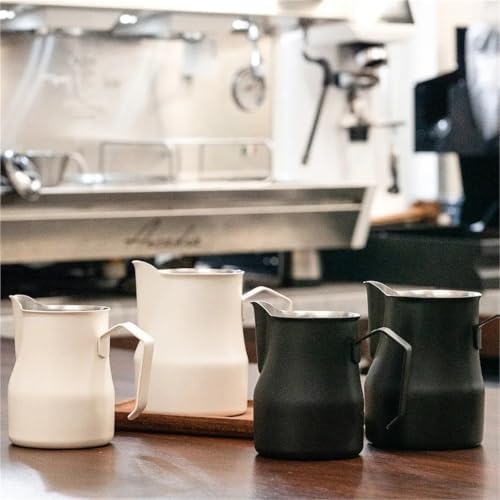 Milk Frother Cup Stainless Steel 304 Stainless Steel Milk Frothing Pitcher 350ml 450ml With Scale Espresso Latte Barista Tool Coffee Shop Home Use(White-450ml) - Image 3