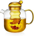 Coffee And Tea Kettle Handmade Glass Teapot With Removable Loose Tea Glass Infuser Blooming Teas 2-in-1 Tea Kettle Applicable Electric Pottery Tea Pot (Color : Yellow) by NEWCES