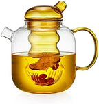 Coffee And Tea Kettle Handmade Glass Teapot With Removable Loose Tea Glass Infuser Blooming Teas 2-in-1 Tea Kettle Applicable Electric Pottery Tea Pot (Color : Yellow) by NEWCES