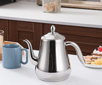 SANQIAHOME Stainless Steel Teapot with strainer Tea Pot With Removable Infuser or filter for Loose Leaf and Tea Bags cold water Pitcher Tea Maker Dishwasher Safe (silver, 1550ml(51Oz)) - Image 2
