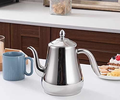 SANQIAHOME Stainless Steel Teapot with strainer Tea Pot With Removable Infuser or filter for Loose Leaf and Tea Bags cold water Pitcher Tea Maker Dishwasher Safe (silver, 1550ml(51Oz)) - Image 2