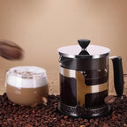 French Press Coffee Maker Insulated Borosilicate Glass Carafe With 3-level Disassemble Filters, Stainless Steel Filter/Plunger Assembly, Easy To Clean(600ml) - Image 2