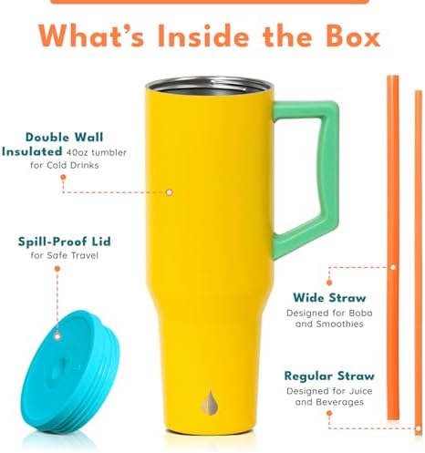 Elemental Spill Proof 40oz Insulated Tumbler with Handle & Straw Travel Mug - Image 3