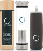 Pure Zen Tea Glass Double Lid Tea Bottle - Stainless Steel Tea Thermos - Image 2