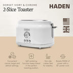 Haden Dorset 2 Slice Extra Wide Slot Toaster, Cool Touch Exterior, Ivory - Image 2
