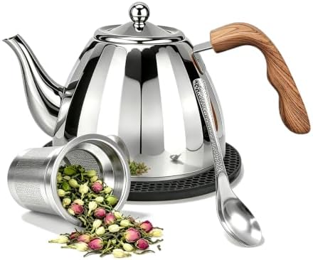 1500ml Small Teapot, Stainless Steel Tea Pot With Removable Infuser ﻿ by Unknown