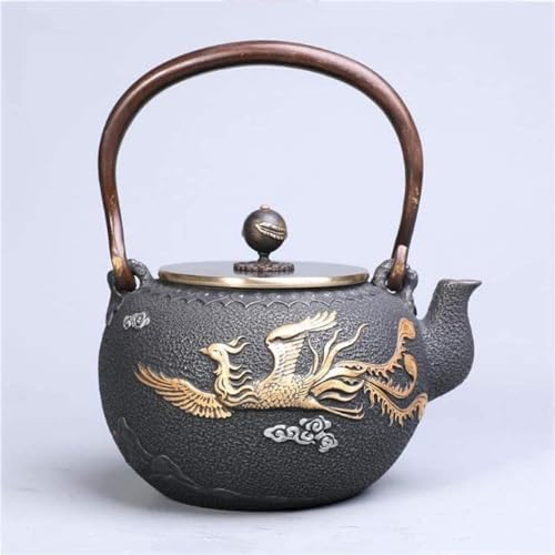 Cast Iron Tetsubin Teapot Small Cast Iron Tea Kettle, Retro Handmade Tea Infuser, Japanese Teapot Perfect for Loose Leaf Tea Tea Accessories Tea Pot-1.2 L/79 by Unknown