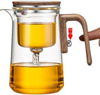750ML Witchcraft Magic Glass Teapot with Infuser Strainer and Lid for Loose Leaf Tea Herbal, Magnetic Water Separation Tea Maker Kettle Clear Tea Pot by RAYFOX