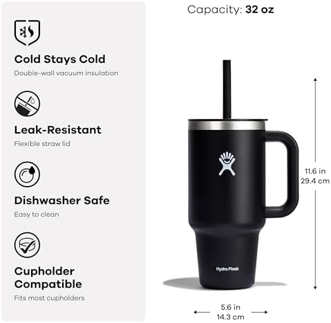 Hydro Flask 32 Oz Travel Tumbler with Handle, Lid and Straw - Insulated Stainless Steel in Western Dark Blue - Image 7
