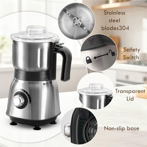 Mixer Grinder For Kitchen - Dry Grinding Cup For Grinding Spices, Nuts, Grains, And Coffee. Comes With A 750ml Fruit Juicer Cup. (Black+cup) - Image 2