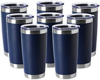 HASLE OUTFITTERS 20oz Tumblers Bulk Stainless Steel Cup with Lid Double Wall Vacuum Insulated Coffee Mug for Cold & Hot Drinks 8 Pack, Navy by HASLEOUTFITTERS