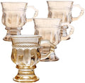 4pcs Vintage Irish Coffee Mugs, Crystal Clear Irish Coffee Glass with Handle, Small Footed Stem Base, Heat Resistant, Heavy Duty Cups for Hot Chocolate, Tea, Coffee, Beige by Unknown