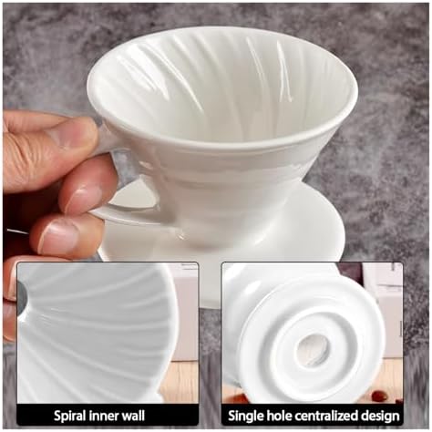 Ceramic Coffee Dripper Engine Style Drip Filter Cup Permanent Pour Over Maker Separate Stand For 1-2 Cups(Filter Set) - Image 4
