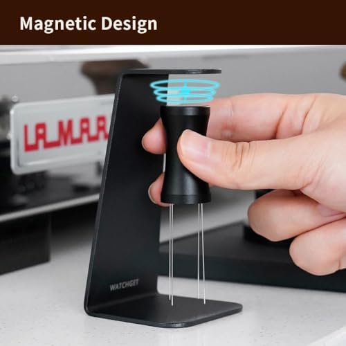Watchget 5 PCS 51mm Espresso Accessories Kit - Constant Pressure Tamper, Adjustable 3-Blade Distributor, Honeycomb Puck Screen, Magnetic WDT Tool with Stand & Magnetic Dosing Funnel - Image 6