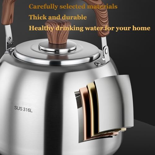 5l Modern Whistling Tea Kettle - Ergonomic 316 Stainless Steel Stovetop Kettle For Fast Boiling, Durable & Stylish, Perfect For Home Or Kitchen Use Sliver 5.3 Quarts - Image 7