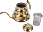 Joint Design Stainless Steel Gooseneck Coffee Kettle, 1.2L Drip Pot Maker for Pour Over Coffee and Tea, Ergonomic Handle, Safe for Gas Electric Stove, Easy to (Gold) - Image 3