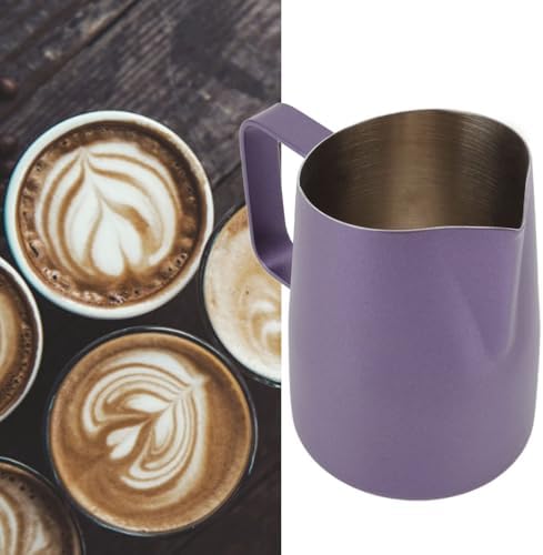 Stainless Steel Milk Frother Cup, Purple Latte Art Pitcher, 450ml - Image 3