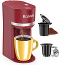 Single Serve Coffee Maker for K-Cup and Ground Coffee, Fast Brew, 6-12 oz Brew Sizes One Cup Coffee Machine Fits 5.5" Mugs, One-Button Small Coffee Maker with Descaling Reminder, Red by Karosie