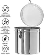 Oggi Stainless Steel Kitchen Canister 152oz + Oggi Jumbo 8" Stainless Steel Flour Clamp Canister - Image 4