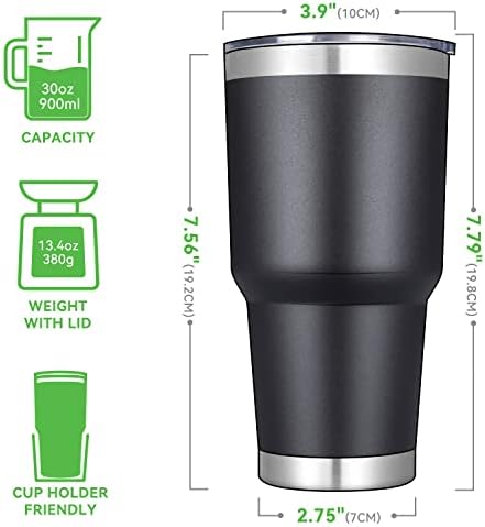 DOMICARE 30 oz Tumbler with Lid and Straw, Stainless Steel Tumblers Bulk, Insulated Vacuum Double Wall Travel Coffee Mug, Durable Powder Coated Tumbler Cups (Black, 12) - Image 2