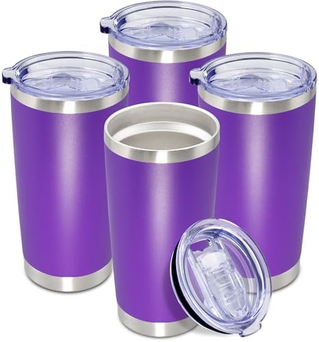20oz Tumbler Insulated Coffee Tumblers with Lid Stainless Steel Purple 4P by AEPDTD