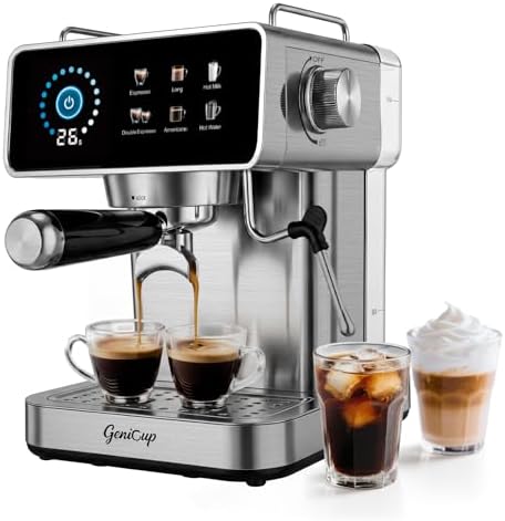 Touchscreen Espresso Machines with Timer, 51oz Water Tank, 20 Bar by GeniCup
