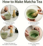 6-Piece Matcha Tea Set - Ceramic Bowl With Spoon, Whisk, And Powder Sieve Complete - Image 3