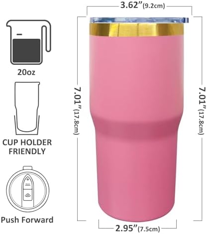 20 oz Tumbler Bulk Stainless Steel Tumblers with Lids and Straws Pink - Image 2