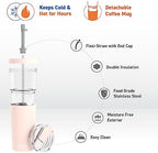 asobu ClearInsulation Straw Tumbler Marina a Tritan 28 oz Tumbler with 17 Oz Stainless Steel Insulated Sleeve for Hot Drinks, Flexi Straw Spill Proof Lid and a Flip Open Lid (Pink) - Image 3
