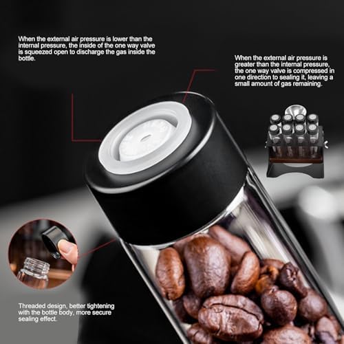 banapoy Single Dose Coffee Bean Storage Tubes and Stand, Adjustable Large Tempered Glass Sealing Coffee Bean Cellars with Adjustable Display Rack and - Image 5