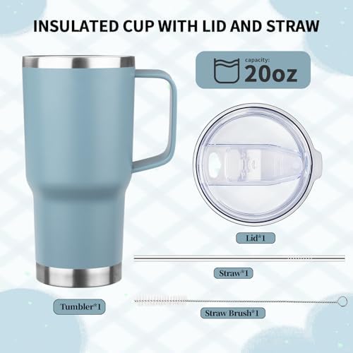 20oz Insulated Tumbler with Handle Stainless Steel Travel Coffee Mug with Lid and Straw Double Wall Vacuum Leak-proof Reusable Thermal Water Cup for Hot and Cold Drinks (Multicolor-5,4 Pack) - Image 6