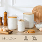 MALACASA LYDIA Ceramic Canisters Set with Airtight Lids, 80/40/20 oz Coffee Canister, Cookie Jar & Sugar Container, Canisters Sets for the Kitchen, Flour Sugar Pasta Tea Jars, Set of 3, Hexagon - Image 4