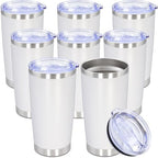 20oz Tumbler Stainless Steel Tumbler Coffee Tumbler with Lid White, 8P by AUWBON