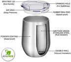 VEGOND Wine Tumblers Bulk 6 Pack, 12oz Stainless Steel Stemless Wine Glass with Lids and Straws, Double Wall Vacuum Insulated Tumbler Cup, Coffee Mug for Cold Hot Drinks - Image 3