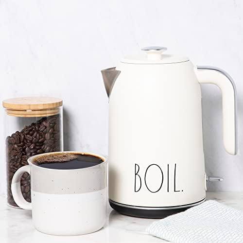 Rae Dunn Electric Hot Water Kettle - Stainless Steel Coffee Maker, Tea Kettle, Swivel Base, With Automatic Shut Off Boil-Dry Protection, Easy Pour Pitcher, 1500 Watt Boiling Power, 1.7 Liters, Cream - Image 6