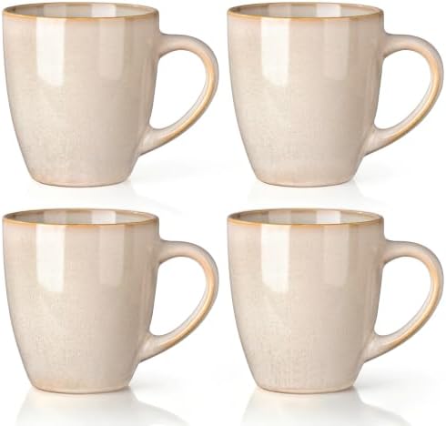 GBhome 12OZ Coffee Mugs Set of 4, Stoneware Coffee Mugs Set, Dishwasher & Microwave Safe by GBhome