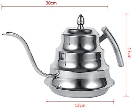 Pour Over Coffee Kettle, Premium Stainless Steel Gooseneck Tea Kettle for Drip Coffee, French Press and Tea (Silver) - Image 6