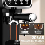 Professional Compact Expresso Coffee Machines for home,20 Bar Espresso Maker W/Milk Frother Steam Wand,Visible Pressure Gauge&Detachable Water Tank for Cappuccino Latte&Cold Brew (43, Fluid Ounces) - Image 4