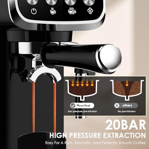 Professional Compact Expresso Coffee Machines for home,20 Bar Espresso Maker W/Milk Frother Steam Wand,Visible Pressure Gauge&Detachable Water Tank for Cappuccino Latte&Cold Brew (43, Fluid Ounces) - Image 4