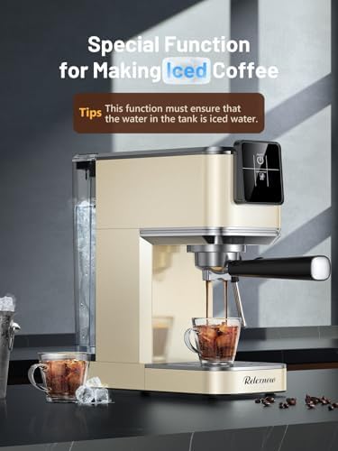 RELEXNOW Espresso Machine, 20 Bar Espresso Maker Milk Frother & LCD Panel, Hot & Iced Coffee Machine, Stainless Steel Espresso Coffee Machine with 41oz Water Tank for Cappuccino, Latte - Image 6