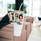 Sip-Sip Hooray! Born To Read 40oz Glass Tumbler with Lid and Straw - Image 3