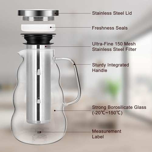 GWNF 2 L/68 oz Cold Brew Coffee Maker with 304 Stainless Steel Filter - Image 4